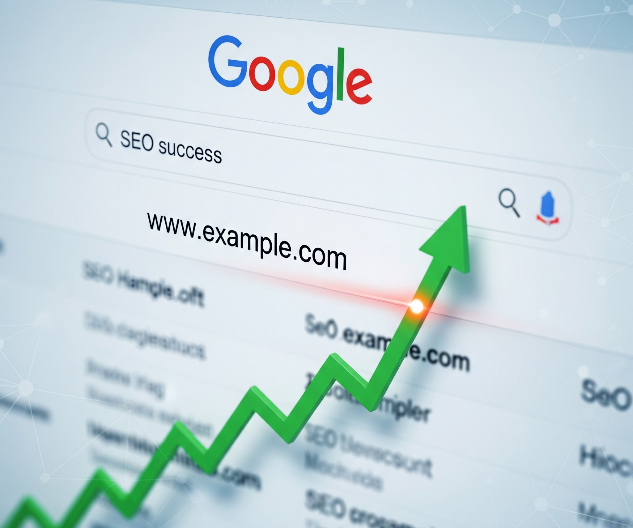 Gráfico que muestra éxito en posicionamiento SEO en Google